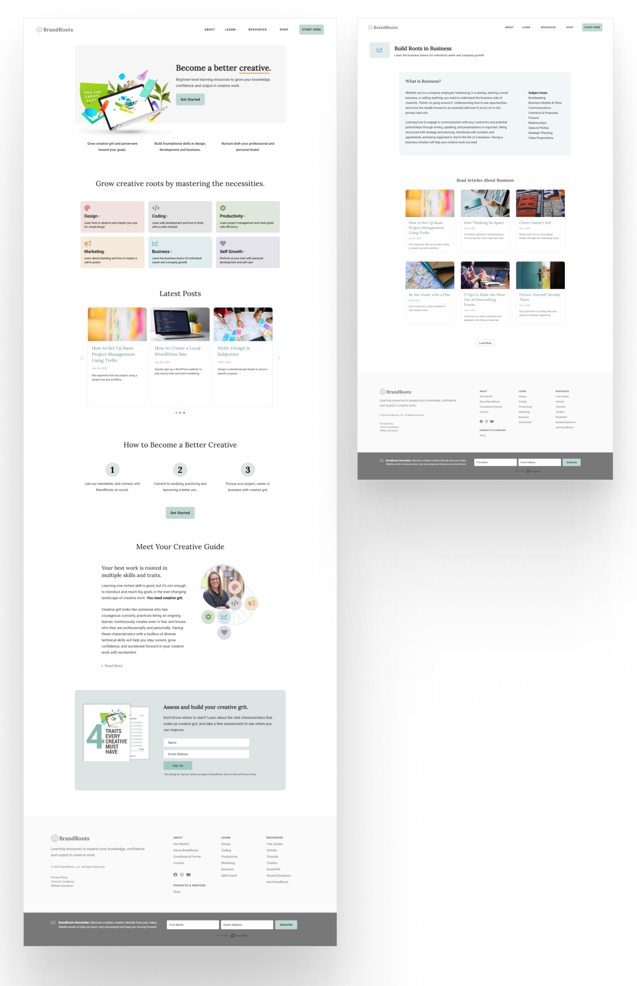 screenshot of minimalistic web pages